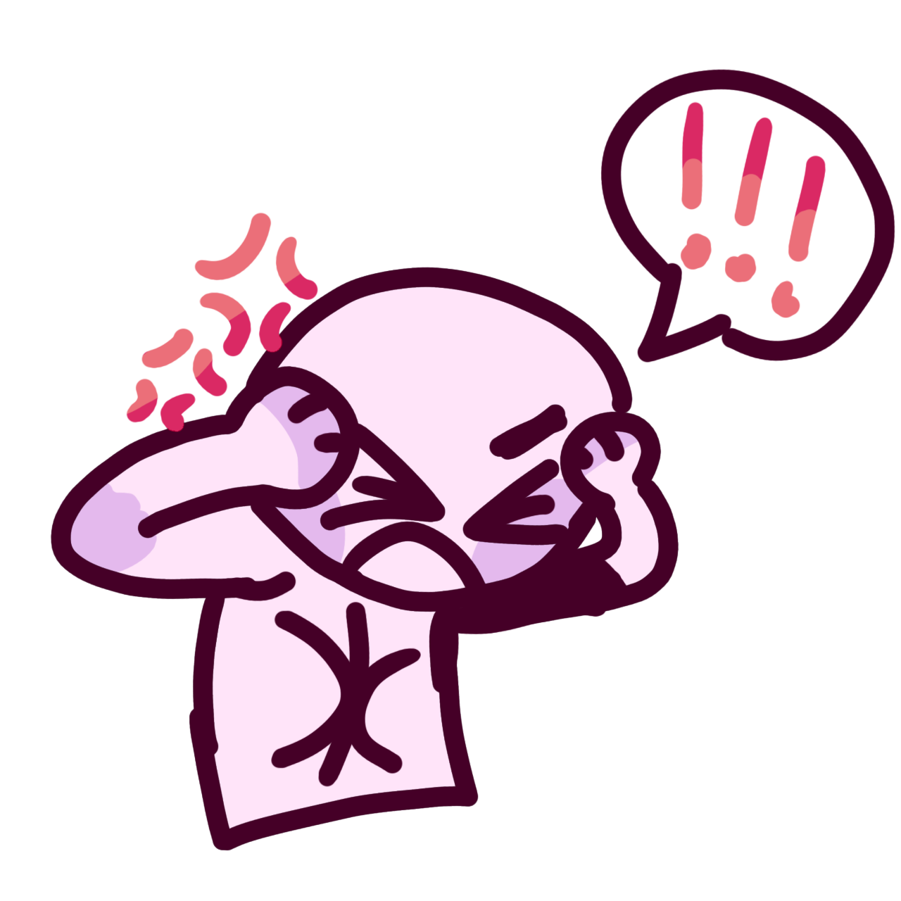 a person with the bpd symbol on their chest having their hands on their head. They are visibly irritated and there is a speech bubble coming out of them with three red exclamation marks